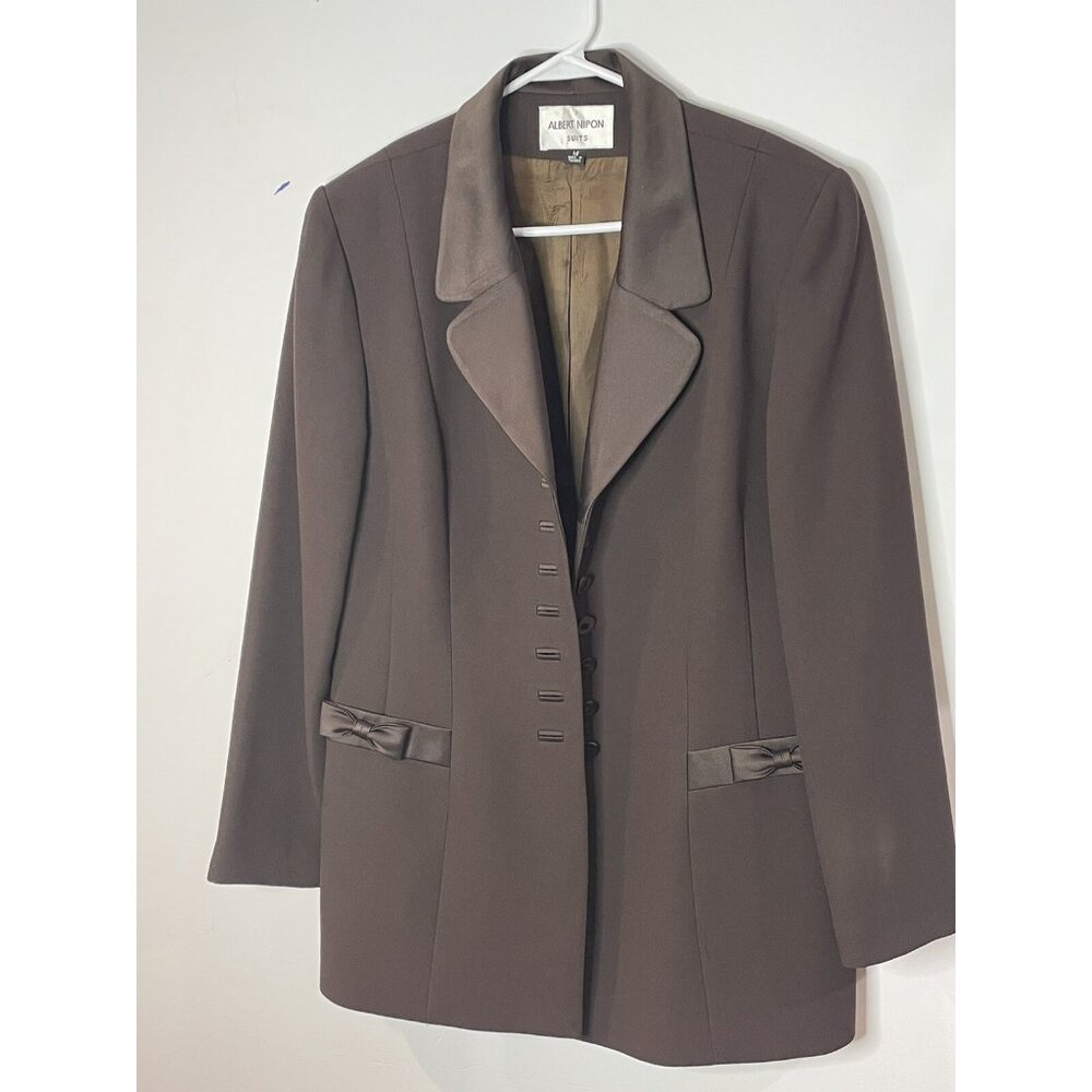 Vtg 80’s Albert Nipon Blazer Suits Brown Size 14